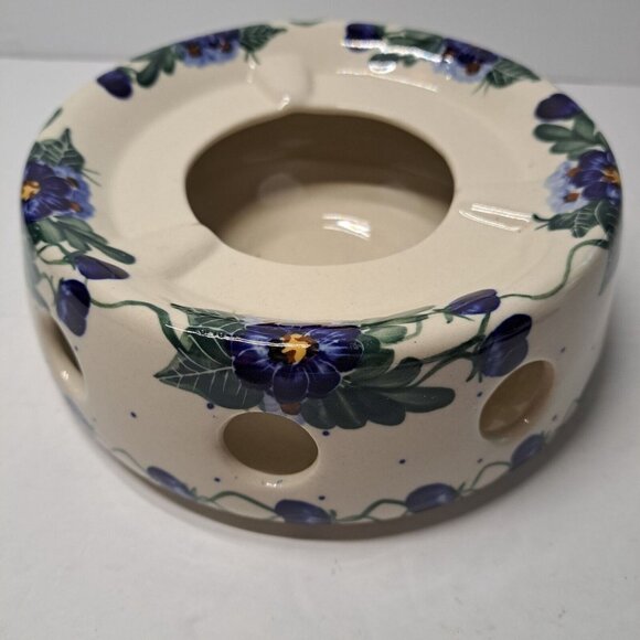 WR Ceramica Other - WR Ceramica Polish Pottery Unikat 7" Tealight Warmer/Heat Base Signed floral